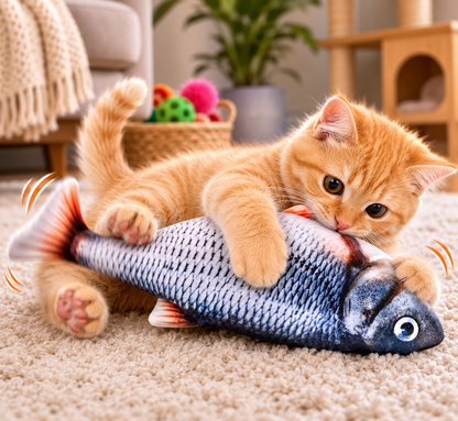 Interactive Motion Sensor Fish Toy for Cats and Dogs - USB Rechargeable Kicker for Indoor/Outdoor Fun