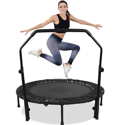 Compact Indoor Trampoline with 48-Inch Adjustable Handle for Exercise
