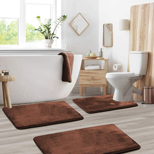 3-Piece Bath Mat Set with Non-Slip Design
