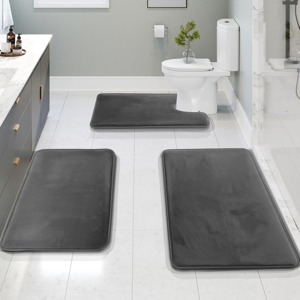 3-Piece Bath Mat Set with Non-Slip Design