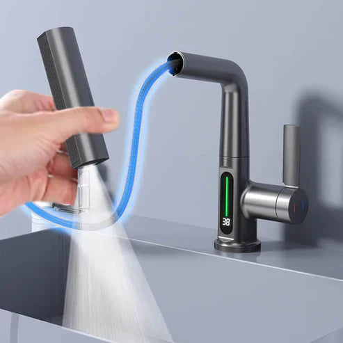 LED Temperature Indicator Kitchen Faucet with 360° Swivel for Simple Cleaning