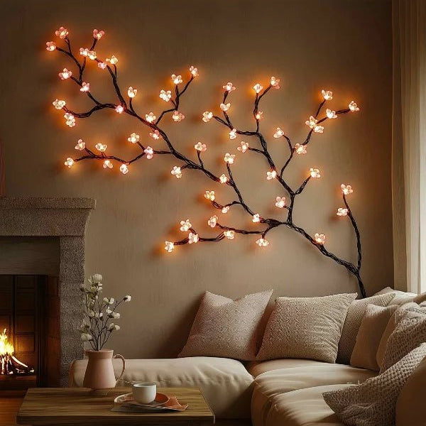 Floral LED Wall Light with Cherry Blossom Design – Warm Accent Lighting