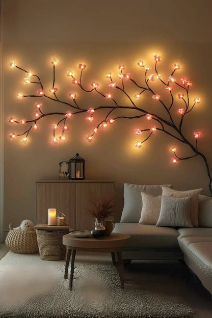 Floral LED Wall Light with Cherry Blossom Design – Warm Accent Lighting