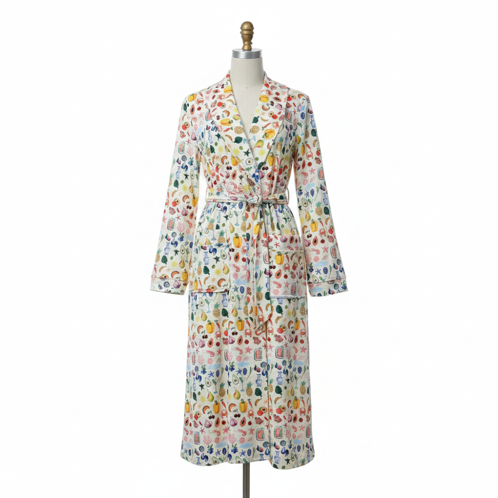 Floral Print Flannel Bathrobe for Comfortable Relaxation