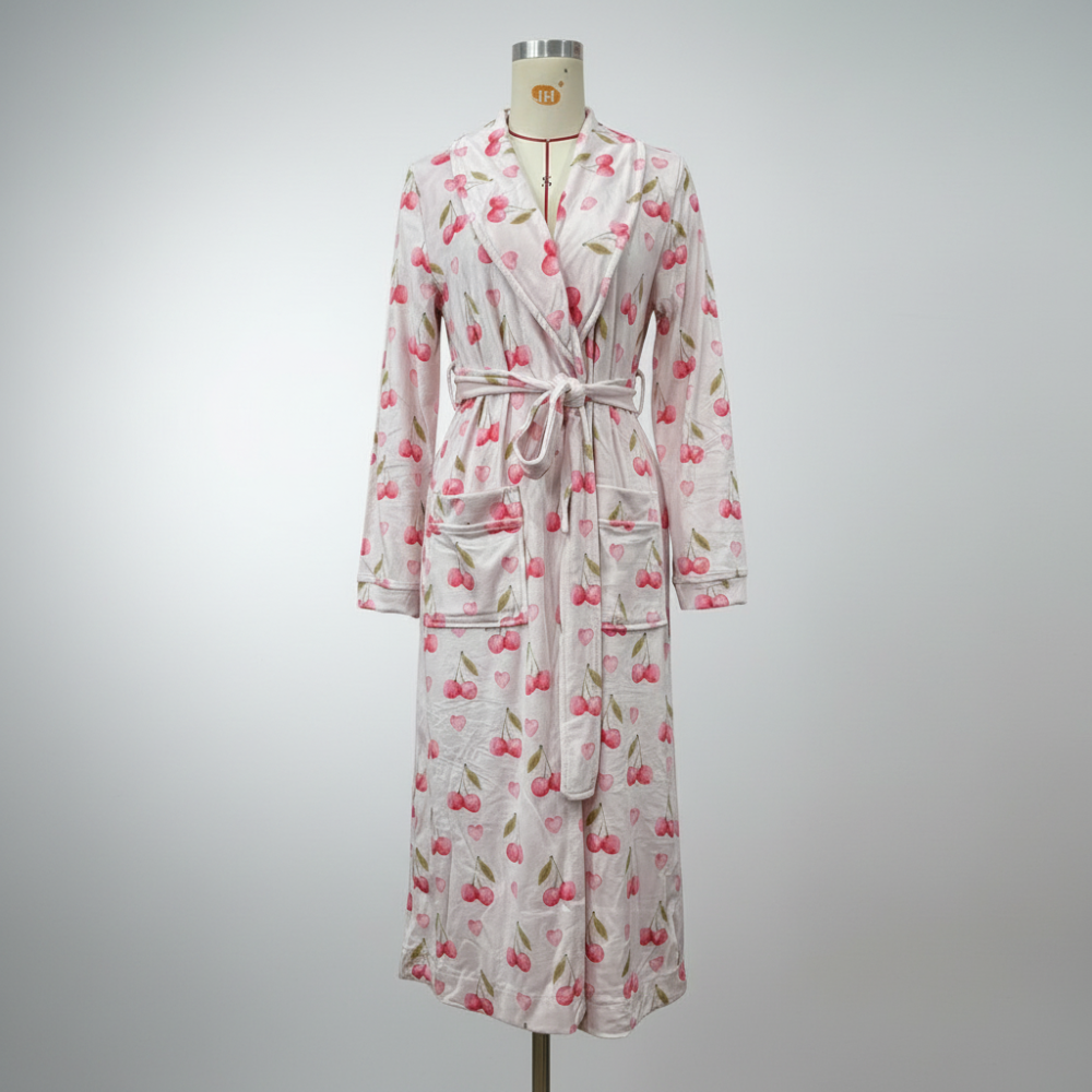 Floral Print Flannel Bathrobe for Comfortable Relaxation