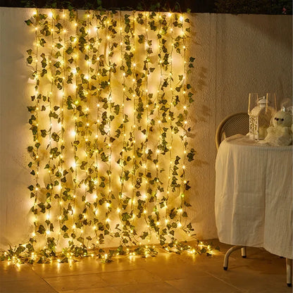 String Lights with Minimalist Floral and Leaf Designs