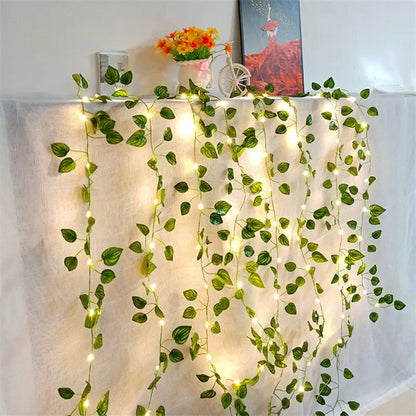 String Lights with Minimalist Floral and Leaf Designs
