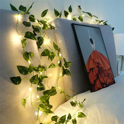 String Lights with Minimalist Floral and Leaf Designs