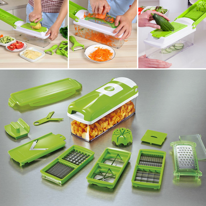 Effortless Vegetable Cutter with 8 Versatile Blades and Safety Guard