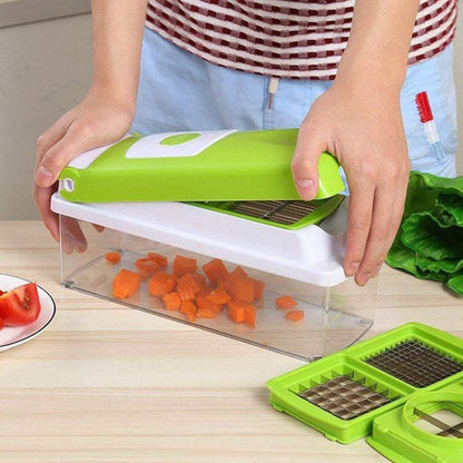 Effortless Vegetable Cutter with 8 Versatile Blades and Safety Guard