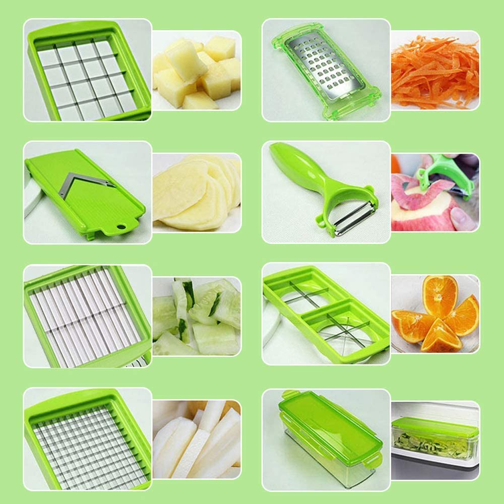 Effortless Vegetable Cutter with 8 Versatile Blades and Safety Guard