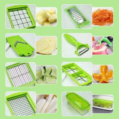 Effortless Vegetable Cutter with 8 Versatile Blades and Safety Guard