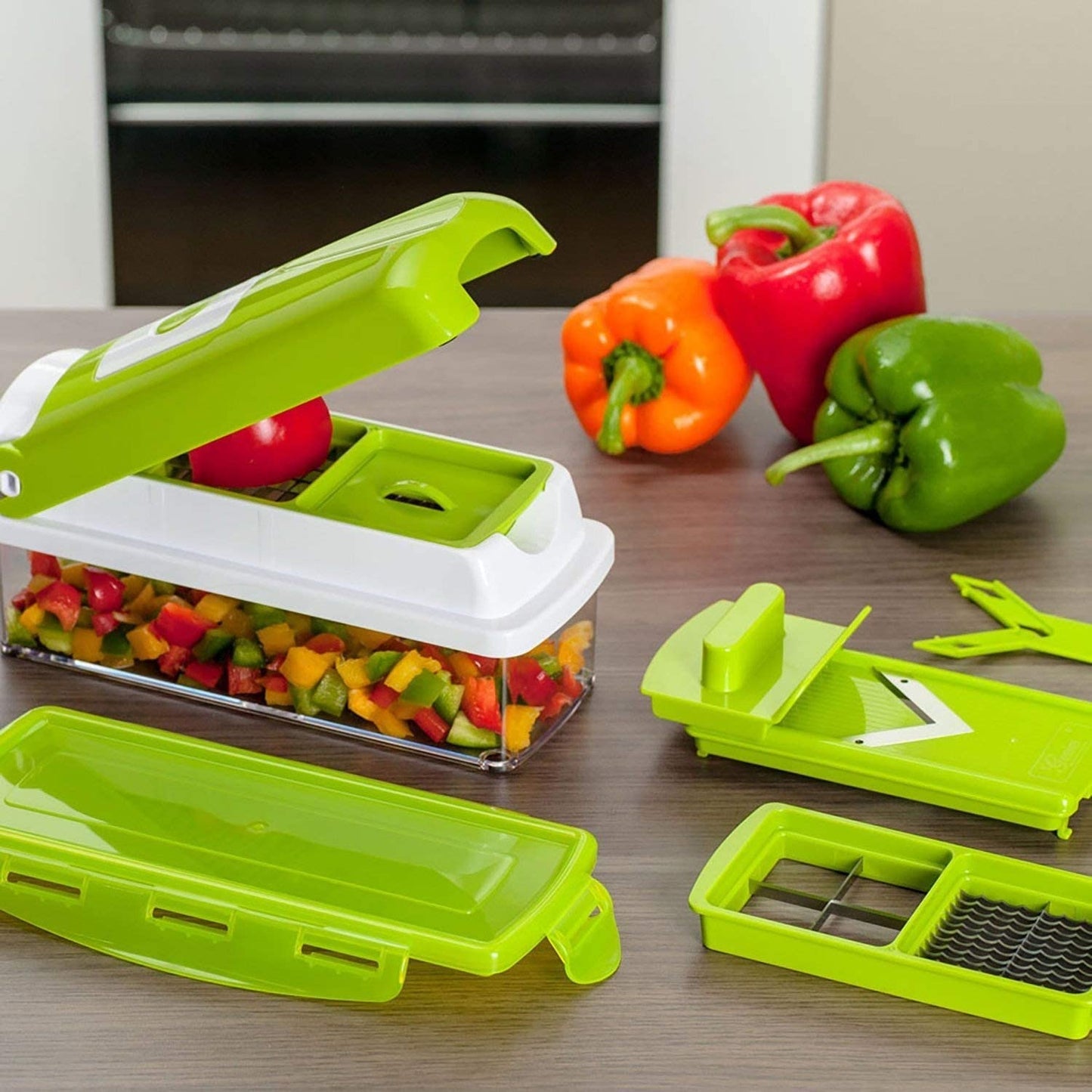 Effortless Vegetable Cutter with 8 Versatile Blades and Safety Guard