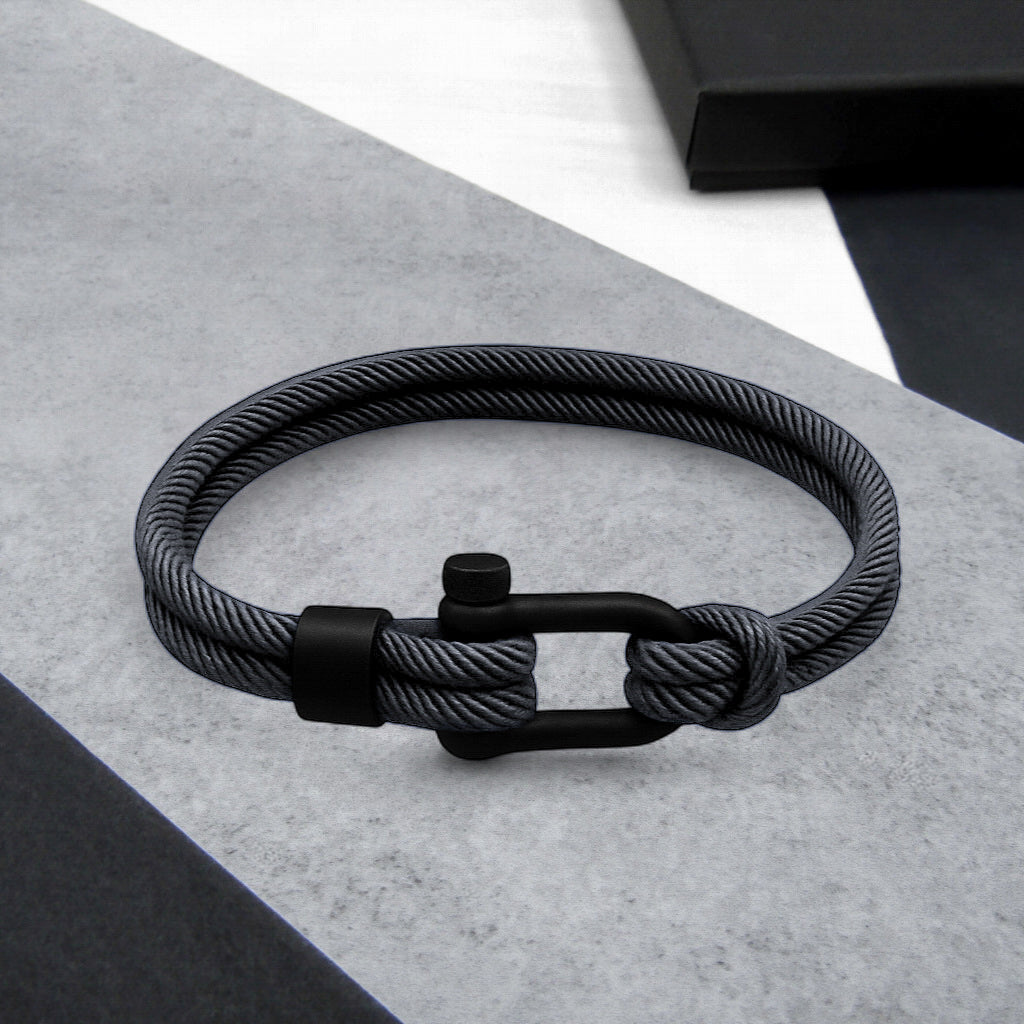Nautical-Inspired Dual Strand Bracelet with Sleek Black Clasp