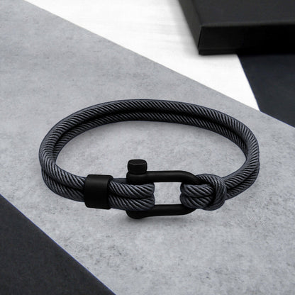 Nautical-Inspired Dual Strand Bracelet with Sleek Black Clasp