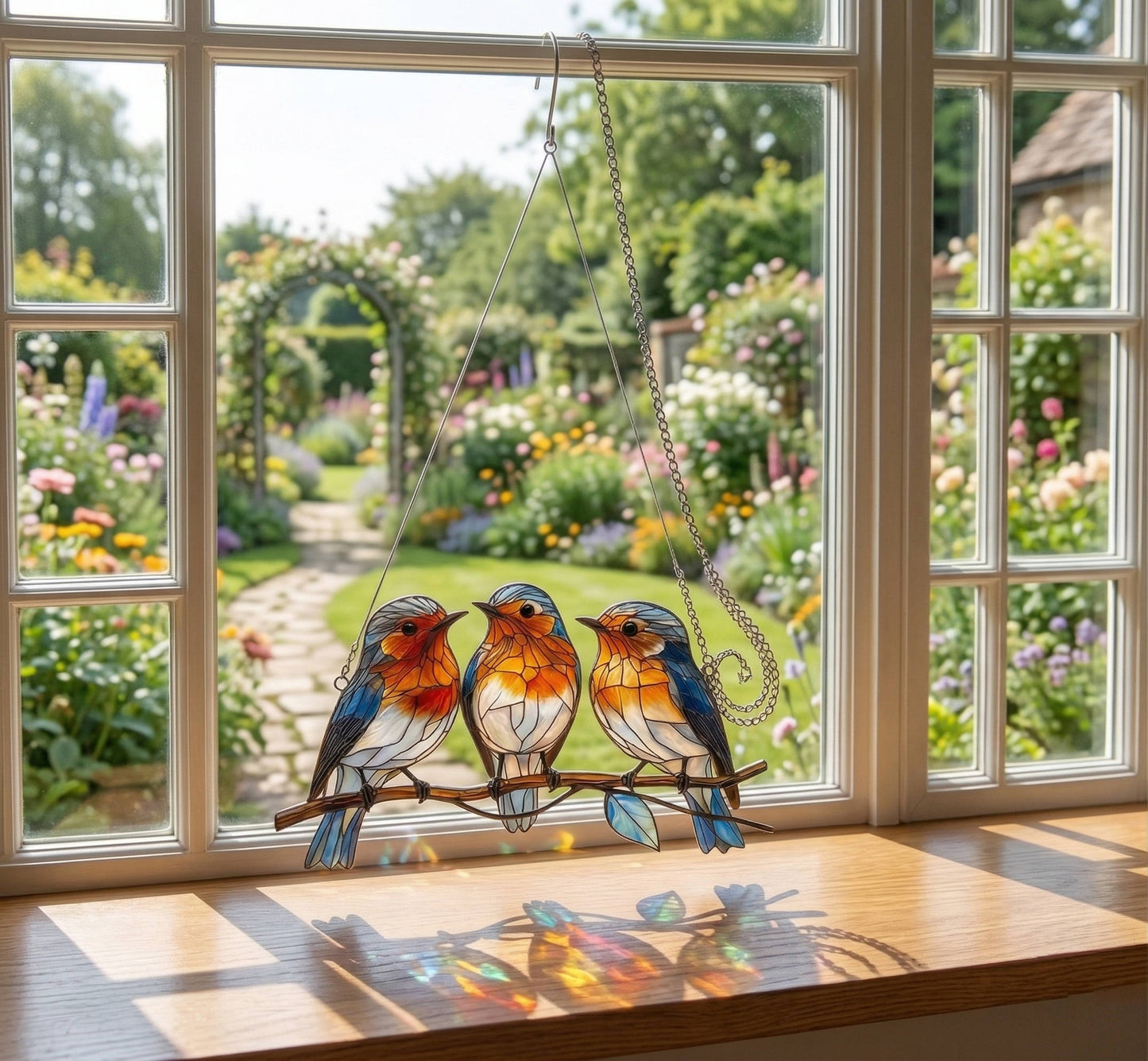 Charming Bluebird Window Prism Decor for Light Play