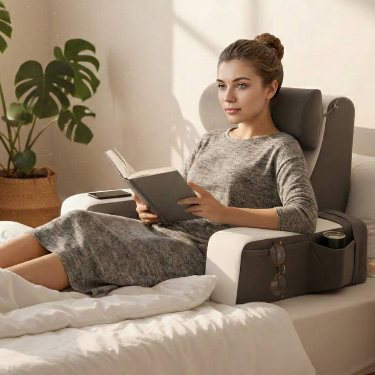 Ultimate Comfort Reading Pillow with Adjustable Arms & Pockets
