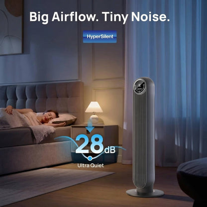Quiet Bladeless Tower Fan with 8 Speeds and 90-Degree Oscillation