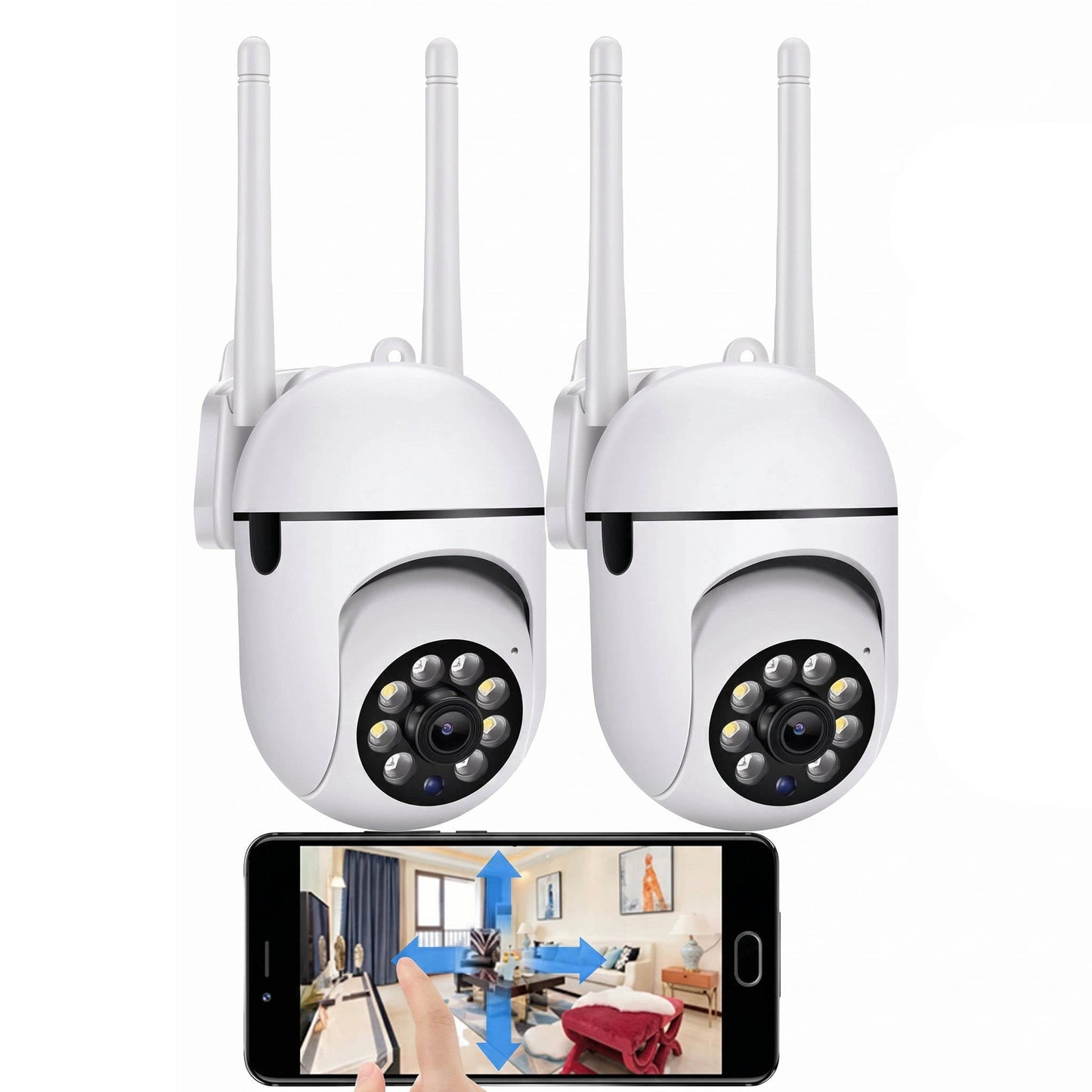 Dual Pack of Smart Outdoor WiFi Surveillance Cameras with Night Vision