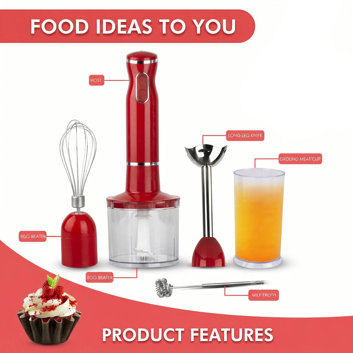 All-in-One 1000W Hand Mixer with Versatile Attachments
