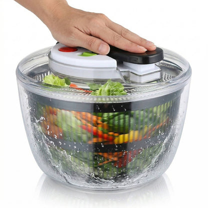 Effortless 3L Salad Dryer with One-Hand Operation and Instant Stop