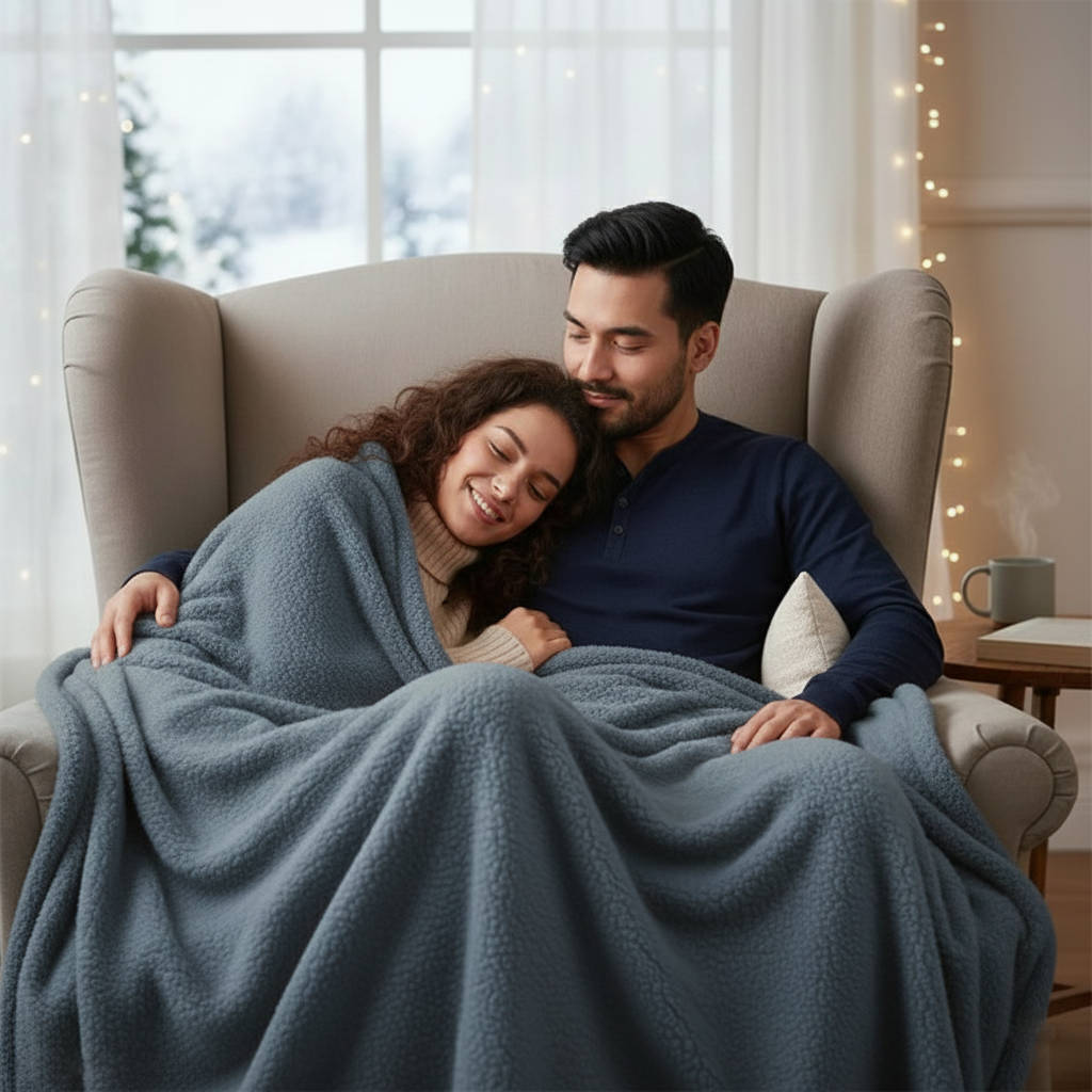 Couples' Waterproof Throw Blanket, Soft Touch, Machine Washable for Bed & Couch