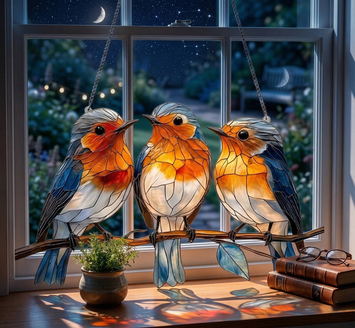Charming Bluebird Window Prism Decor for Light Play