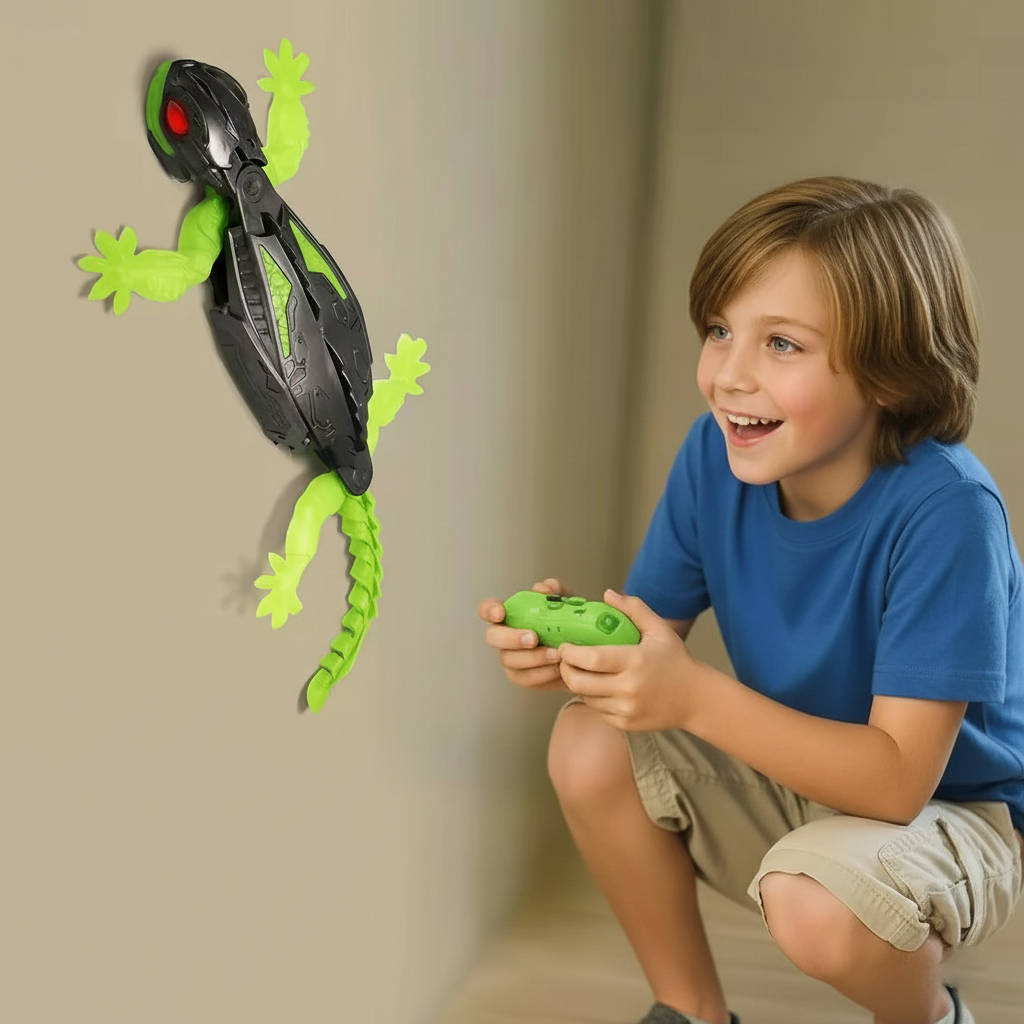 Interactive Wall-Crawling Lizard Toy with Illuminated Eyes