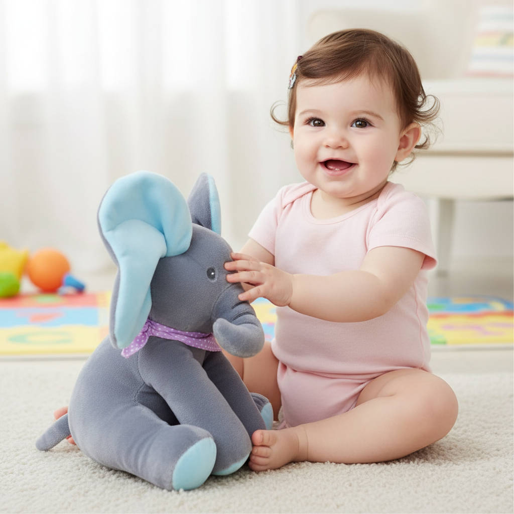 Charming Plush Elephant Toy with Peekaboo Fun and Melodies