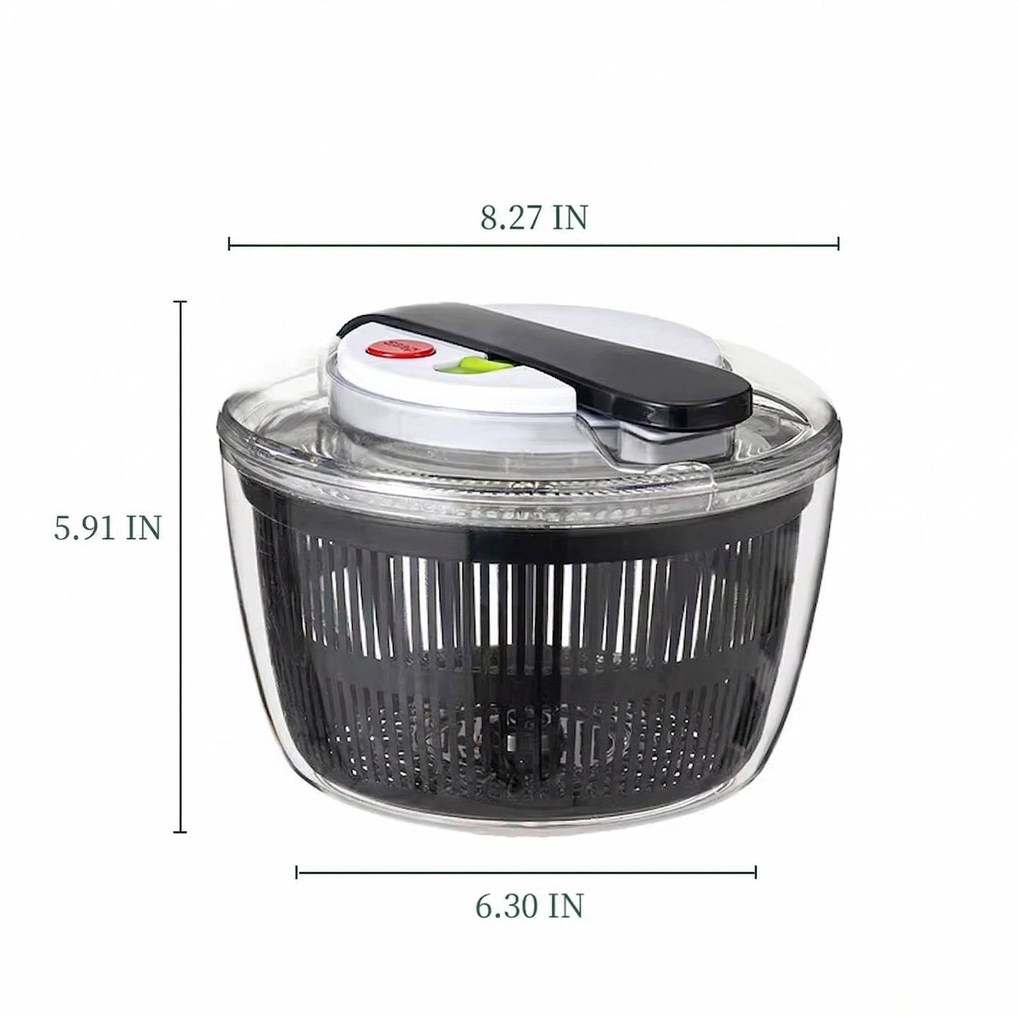 Effortless 3L Salad Dryer with One-Hand Operation and Instant Stop