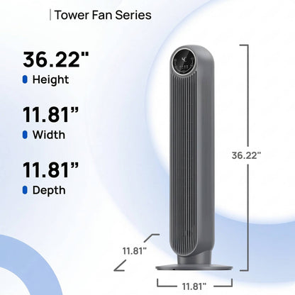 Quiet Bladeless Tower Fan with 8 Speeds and 90-Degree Oscillation