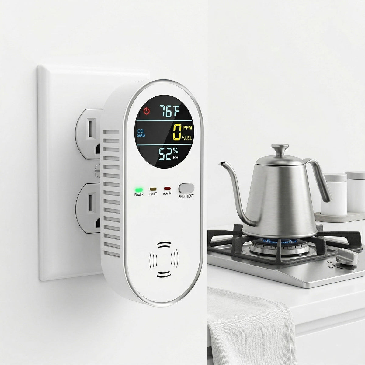 Smart Home Gas and CO Safety Monitor with Display and Alerts