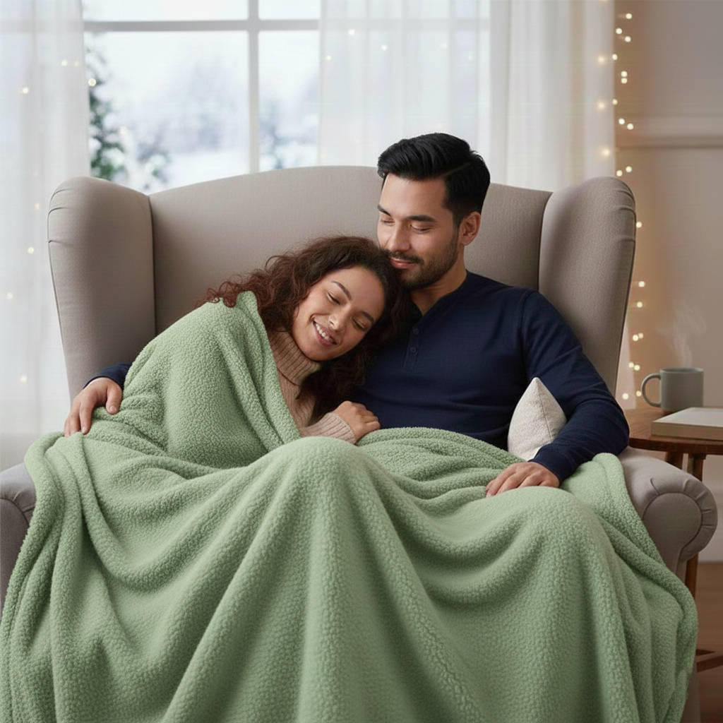 Couples' Waterproof Throw Blanket, Soft Touch, Machine Washable for Bed & Couch
