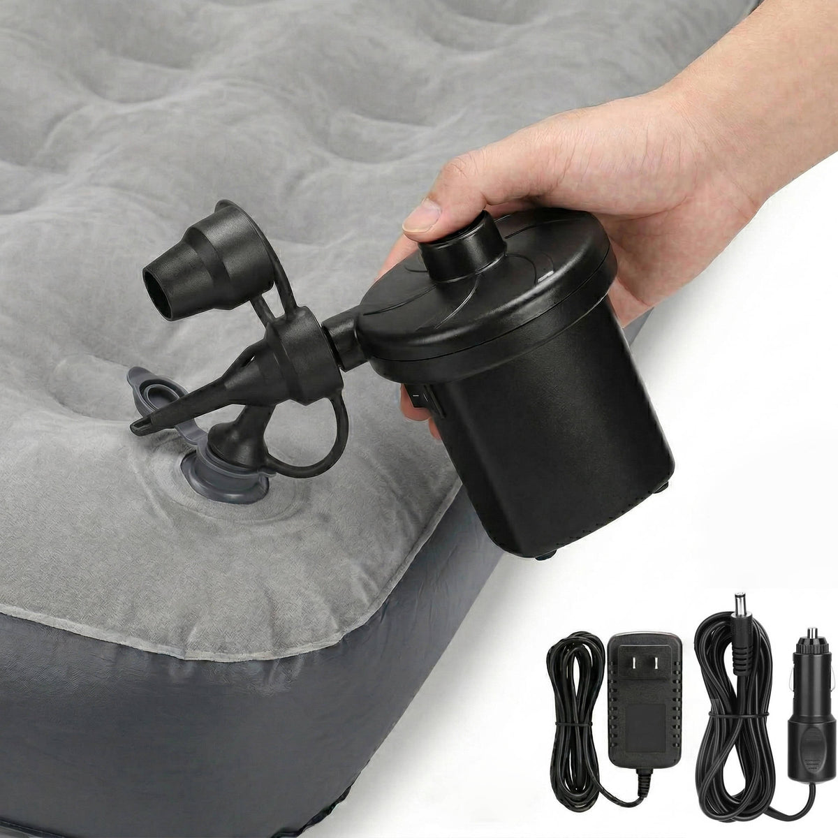 Quick Inflate Electric Pump with Versatile Nozzles for Outdoor Fun