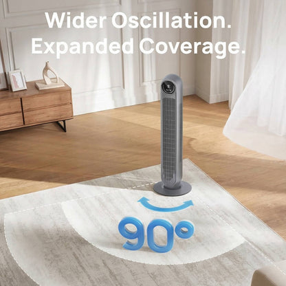 Quiet Bladeless Tower Fan with 8 Speeds and 90-Degree Oscillation