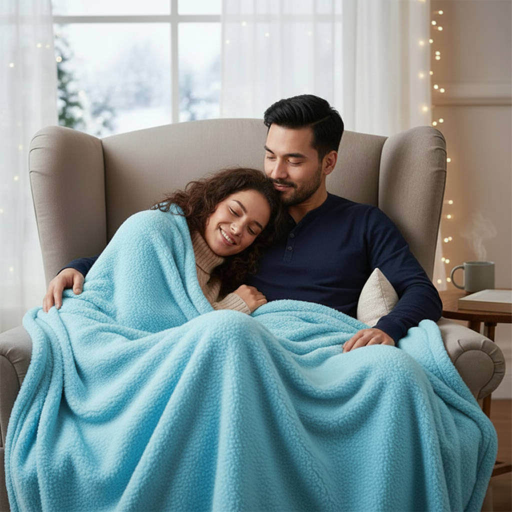 Couples' Waterproof Throw Blanket, Soft Touch, Machine Washable for Bed & Couch