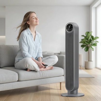 Quiet Bladeless Tower Fan with 8 Speeds and 90-Degree Oscillation