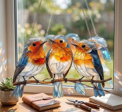Charming Bluebird Window Prism Decor for Light Play