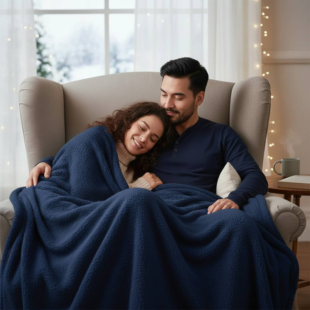 Couples' Waterproof Throw Blanket, Soft Touch, Machine Washable for Bed & Couch