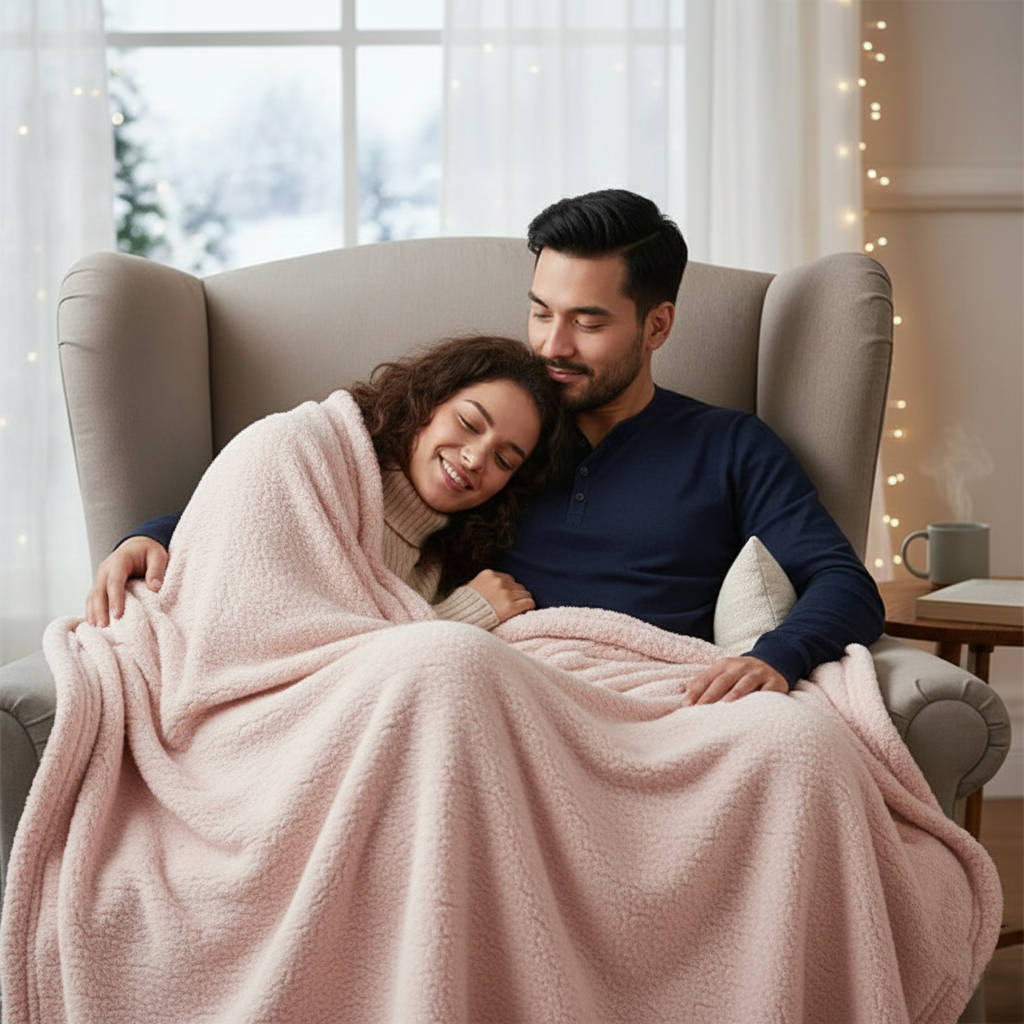 Couples' Waterproof Throw Blanket, Soft Touch, Machine Washable for Bed & Couch