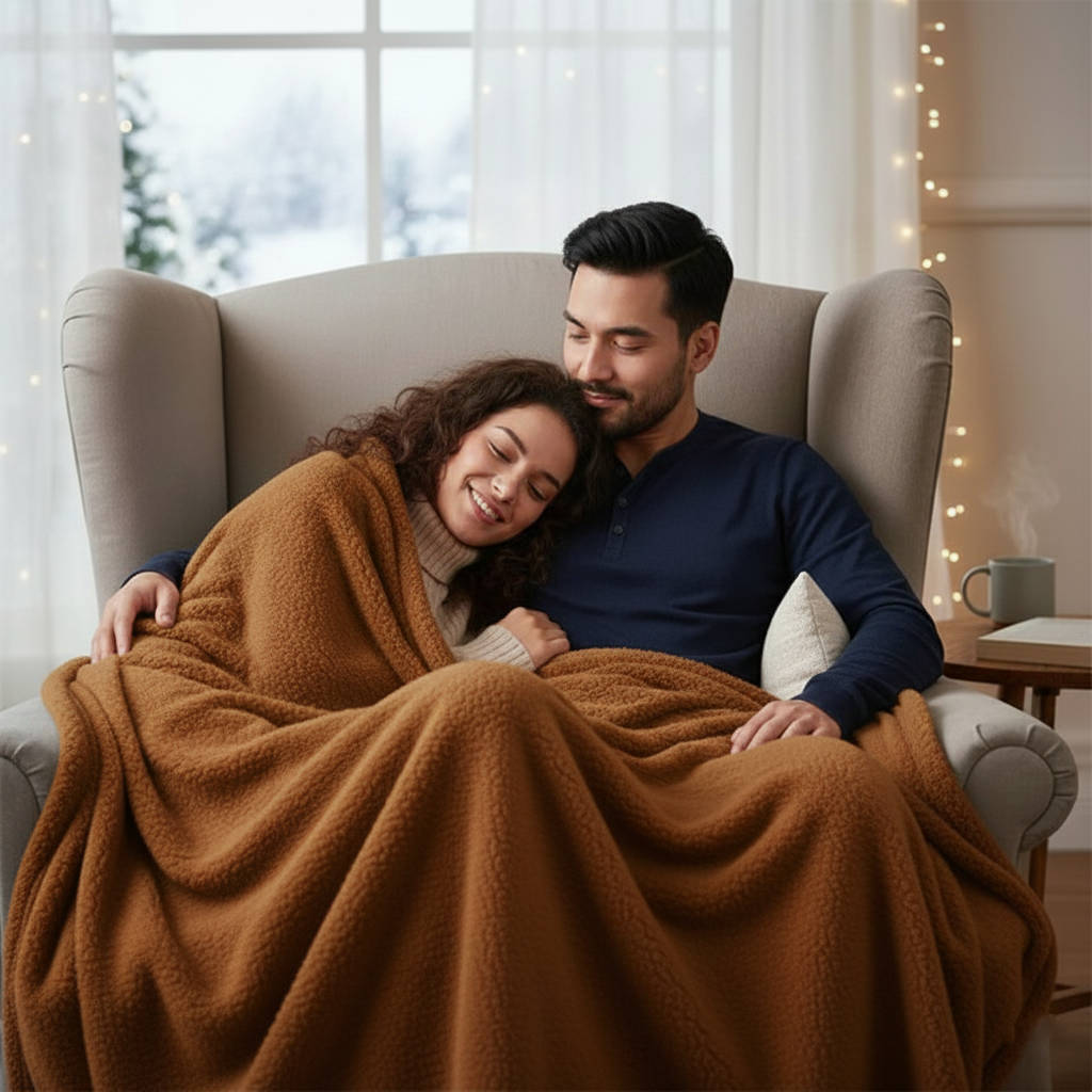 Couples' Waterproof Throw Blanket, Soft Touch, Machine Washable for Bed & Couch