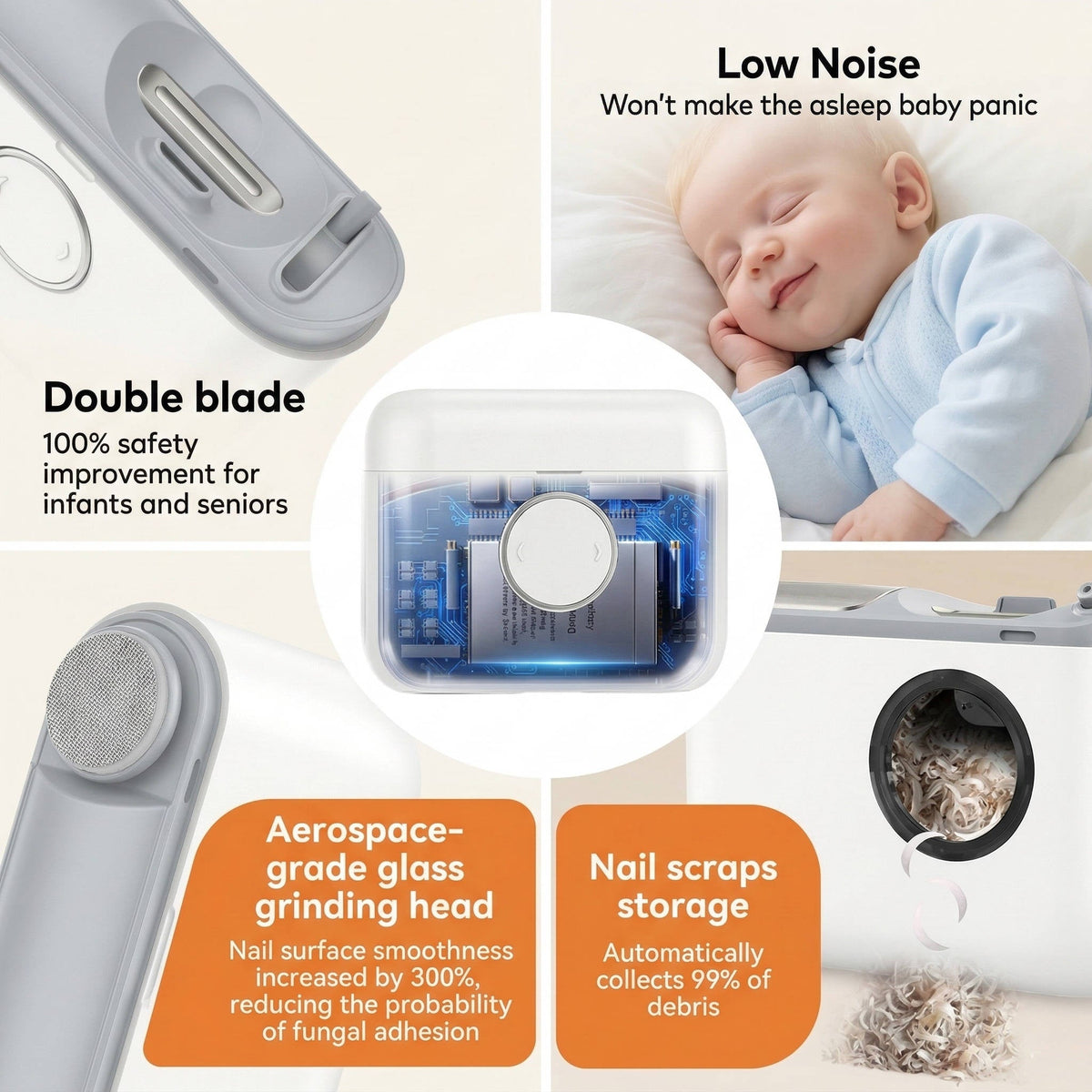 Cordless Nail Trimmer with Storage for All Ages