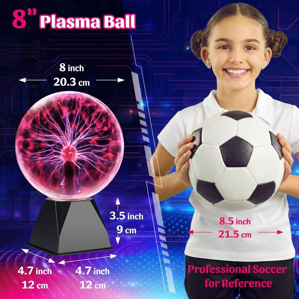 Interactive 8-Inch Electric Plasma Sphere for Home Ambiance