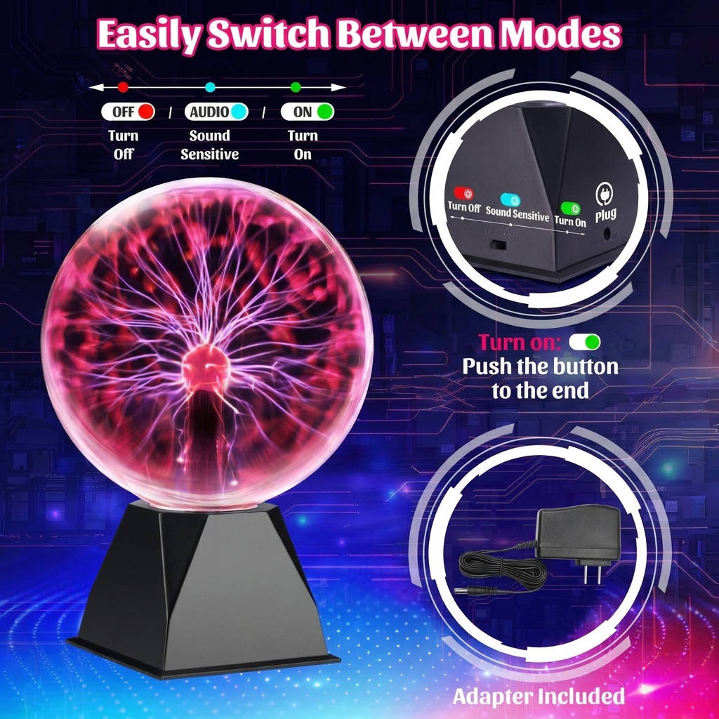 Interactive 8-Inch Electric Plasma Sphere for Home Ambiance