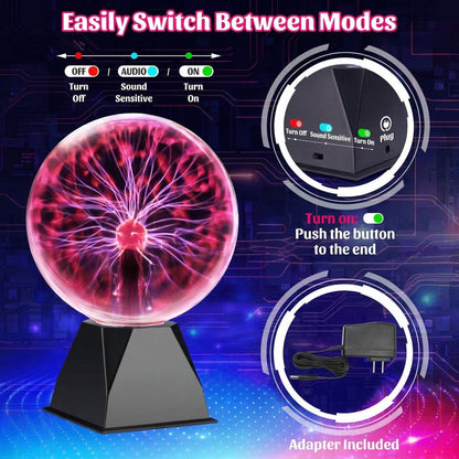 Interactive 8-Inch Electric Plasma Sphere for Home Ambiance