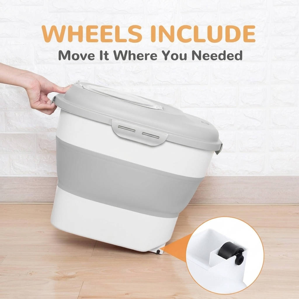 Compact Pet Food Storage Solution with Wheels & Airtight Seal
