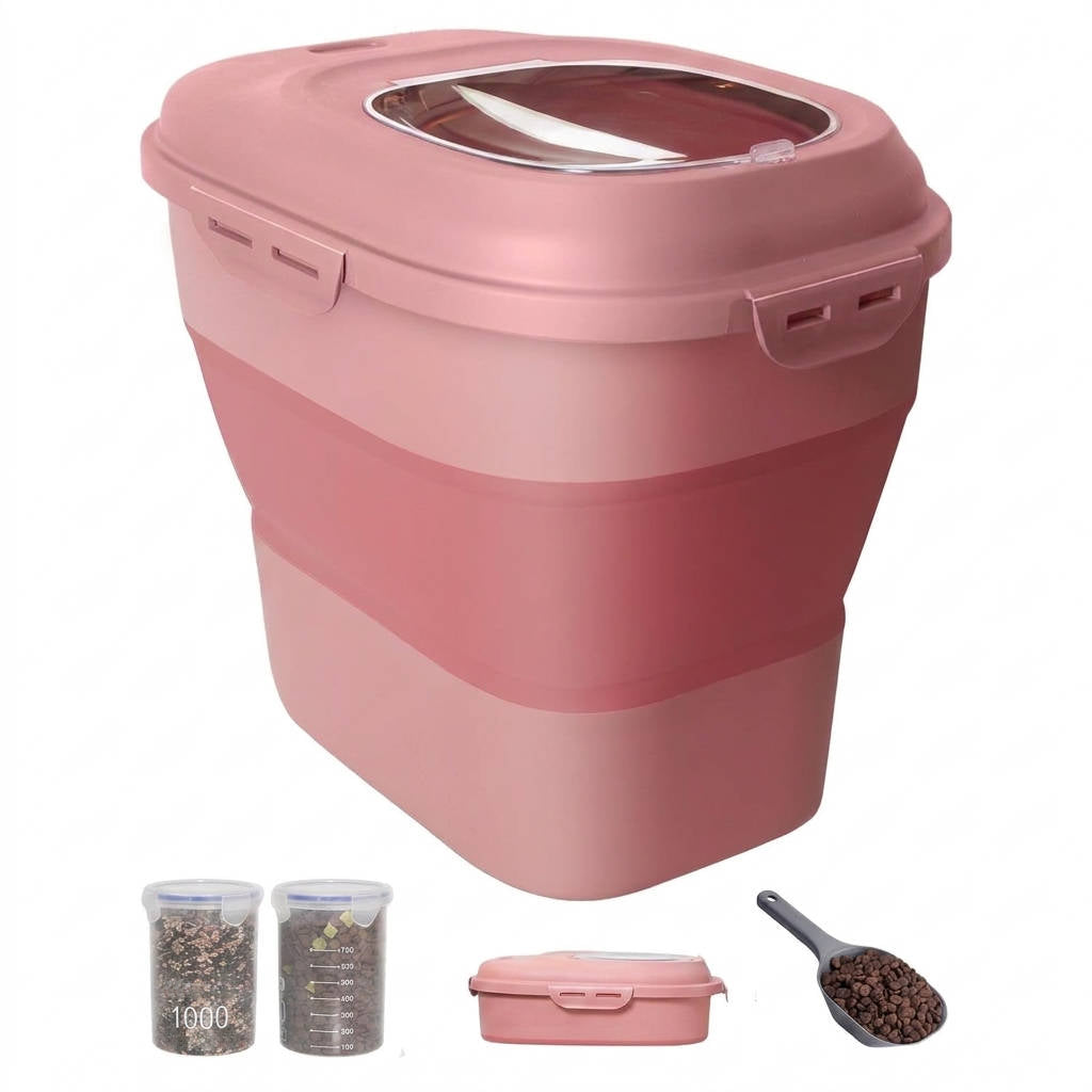 Compact Pet Food Storage Solution with Wheels & Airtight Seal