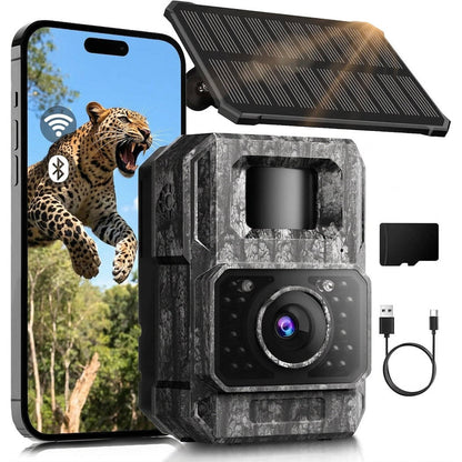 Wildlife Observation Camera 4K 64MP with Solar Power and Night Vision