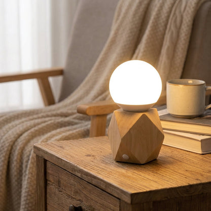 Geometric Base Bedside Lamp with USB Charging for Comfortable Illumination