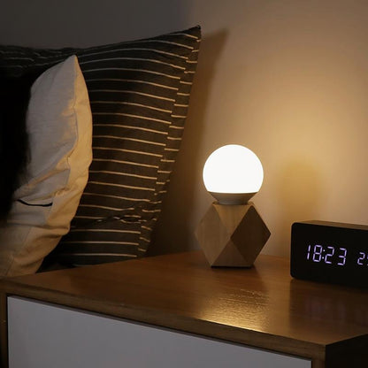 Geometric Base Bedside Lamp with USB Charging for Comfortable Illumination